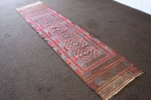 A stunning vintage Persian runner carpet (245cm long) in reds and grey in good condition