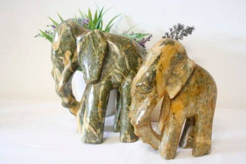 **RS17** Two stunning and beautifully carved stone African elephant. Lovely on display.