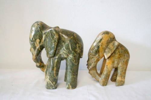 **RS17** Two stunning and beautifully carved stone African elephant. Lovely on display.