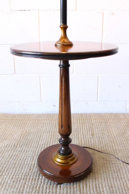 **RS17** A beautifully made vintage floor standing reading lamp with table tray and large shade
