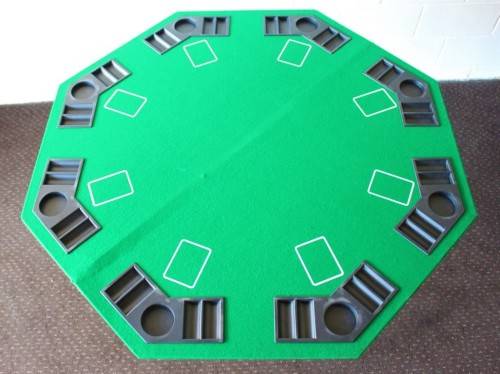 **RS17** A felt-lined folding poker table with built in chip racks and drink holders, in a carry bag