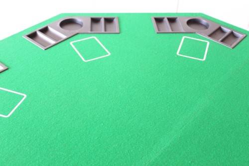 **RS17** A felt-lined folding poker table with built in chip racks and drink holders, in a carry bag