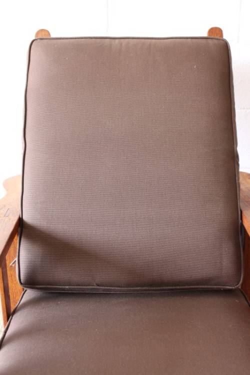 Stunning vintage solid oak Morris chair w/ upholstered cushions in a brown fabric - price/ chair
