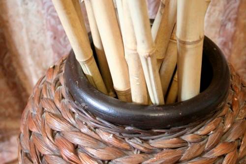 A**RS17** A large floor standing woven pot. Gorgeous on its own or w/ large sticks or reeds.