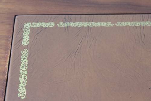 **RS17** A vintage large Yew wood executives office desk with a leather inlay top and ample space!!