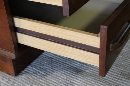 **RS17** A vintage large Yew wood executives office desk with a leather inlay top and ample space!!