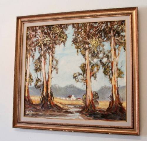 **RS17** A beautiful signed and framed "K Du Toit" oil painting of a scenic country home.