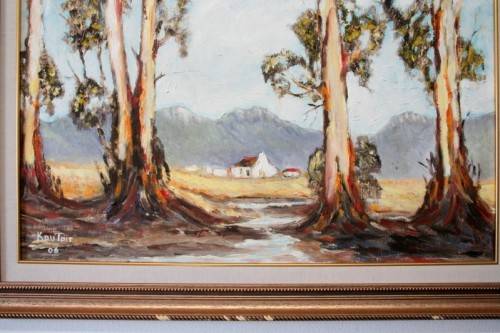 **RS17** A beautiful signed and framed "K Du Toit" oil painting of a scenic country home.