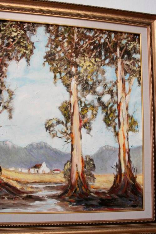 **RS17** A beautiful signed and framed "K Du Toit" oil painting of a scenic country home.