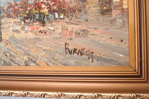 **RS17** A beautiful original signed and framed "Burnett" oil painting of a village scene.