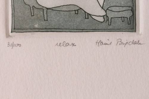 **RS17** Collectable signed & numbered (31 of 100) Harriet Brigdale framed etching titled "Relax"