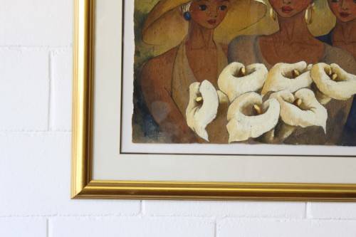 **RS17** A lovely large, colourful framed original signed "Lucille" painting of three women