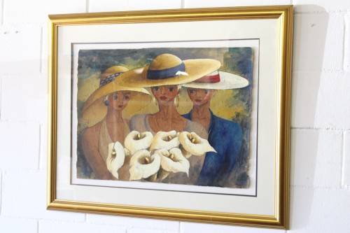 **RS17** A lovely large, colourful framed original signed "Lucille" painting of three women