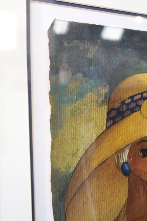 **RS17** A lovely large, colourful framed original signed "Lucille" painting of three women