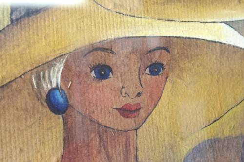 **RS17** A lovely large, colourful framed original signed "Lucille" painting of three women