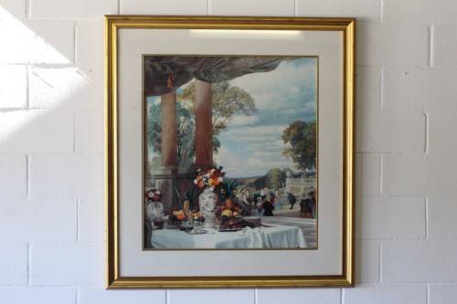 **RS17** Beautifully composed Victorian themed print framed behind glass in a gold frame