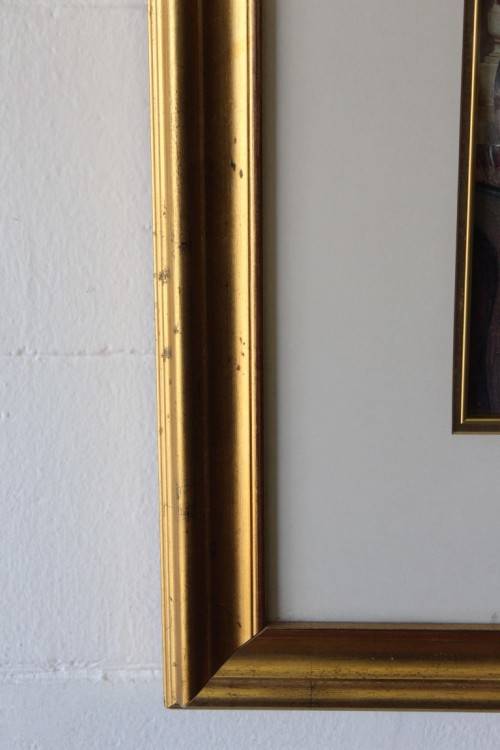 **RS17** Beautifully composed Victorian themed print framed behind glass in a gold frame