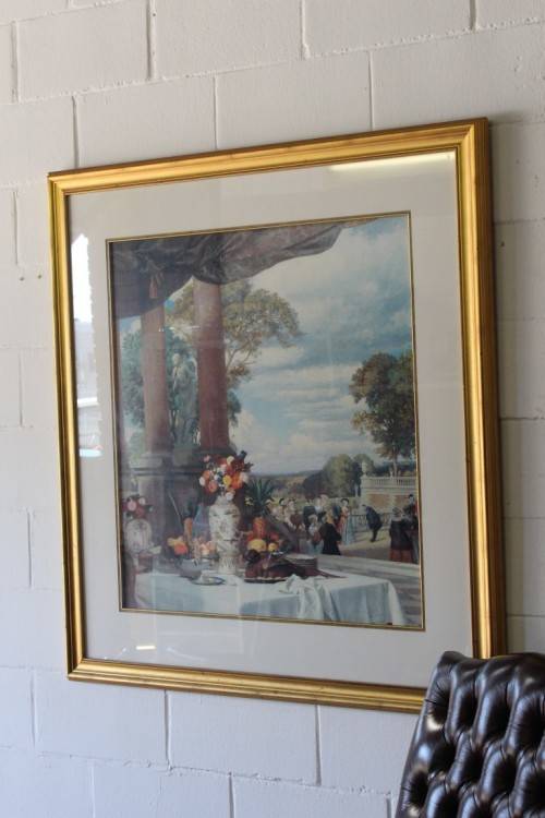 **RS17** Beautifully composed Victorian themed print framed behind glass in a gold frame