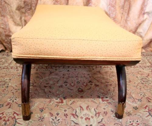 **RS17** A beautiful, well-made vintage French Empire style upholstered foot stool w/ gold gilding!