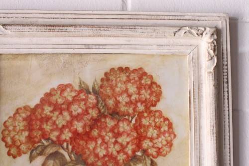 **RS17** A pair of whitewashed framed botanical prints incl red tulips and red & white hydrangea
