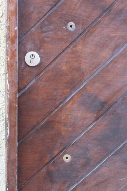 A stunning large 119cm x 202.5cm solid Sapele Wood diagonal pivot slatted front door-Lifespace Sale