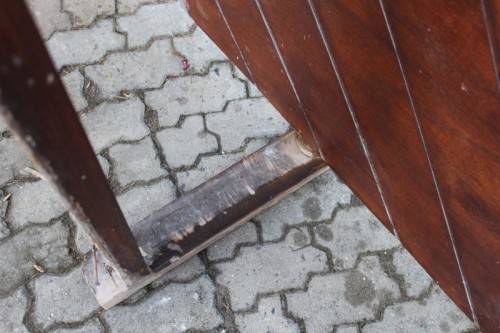 A stunning large 119cm x 202.5cm solid Sapele Wood diagonal pivot slatted front door-Lifespace Sale