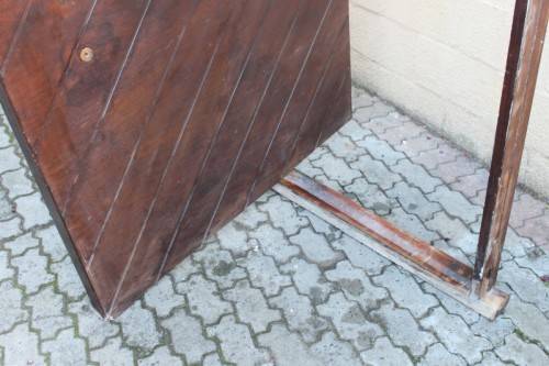 A stunning large 119cm x 202.5cm solid Sapele Wood diagonal pivot slatted front door-Lifespace Sale