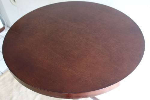 **RS17** Stunning tall (109cm) round wooden top cafe/ bar standing table with a heavy chromed base