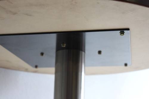 **RS17** Stunning tall (109cm) round wooden top cafe/ bar standing table with a heavy chromed base