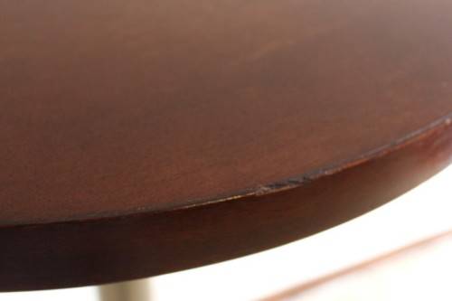 **RS17** Stunning tall (109cm) round wooden top cafe/ bar standing table with a heavy chromed base