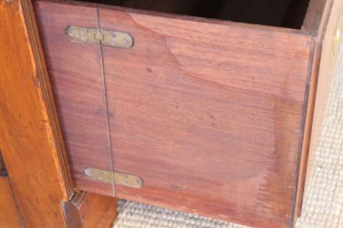 A rare antique Victorian "Campaign Furniture" 3-drawer chest of drawers w/ brass inlaid handles