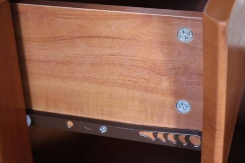 A gorgeous pair of modern Bombe style 2-drawer pedestals/ bedside tables with metal feet & handles
