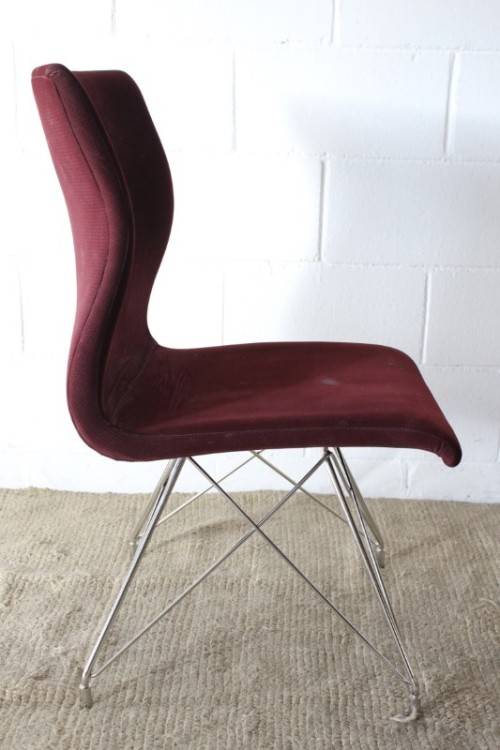 **RS17** A quality & modern styled "shaped" upholstered restaurant style dining chair in burgundy