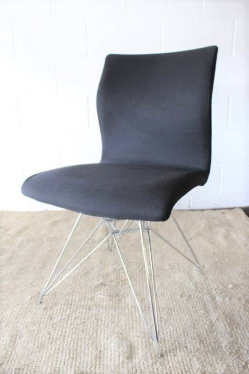 **RS17** Awesome modern, stylish "shaped" black upholstered restaurant styled chair - bid per chair