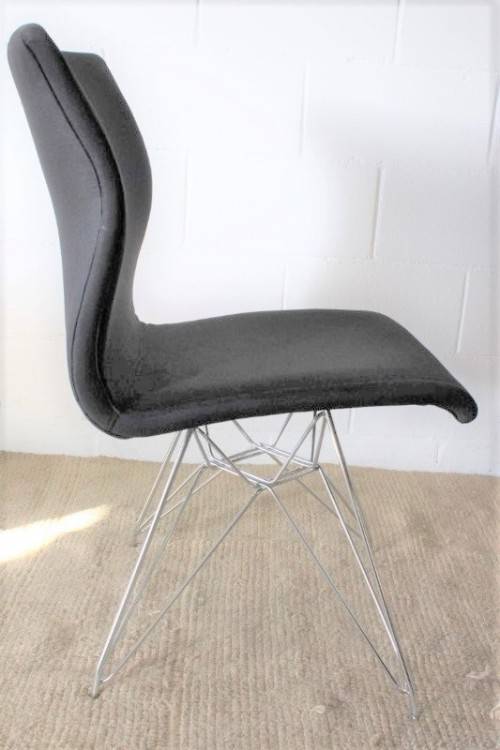 **RS17** Awesome modern, stylish "shaped" black upholstered restaurant styled chair - bid per chair