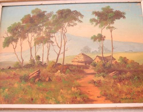 A beautiful framed original signed G Webber oil on board painting of a rural village.