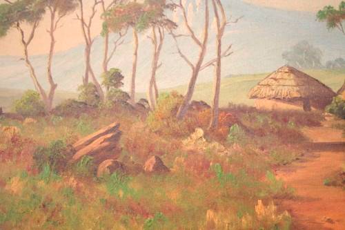 A beautiful framed original signed G Webber oil on board painting of a rural village.