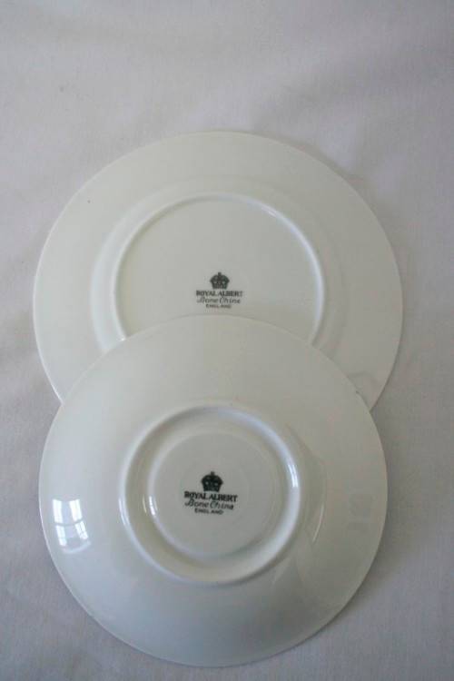 An exceptionally rare vintage "Royal Albert" fine bone china "Masquerade" pattern trio. price/trio