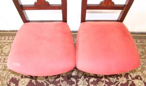 **RS17** A beautiful set of six carved mahogany lyre-back dining chairs with upholstered seats