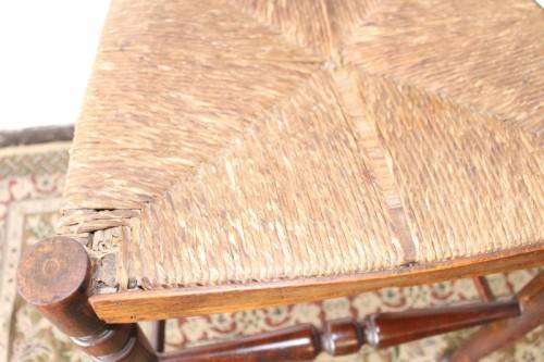 **RS17** A wonderful antique oak ladder-back dining/ occasional chair with a woven grass seat