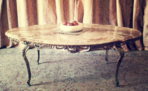 A superb solid brass and marble top oval coffee table. - stunning in formal lounges, entrances!!