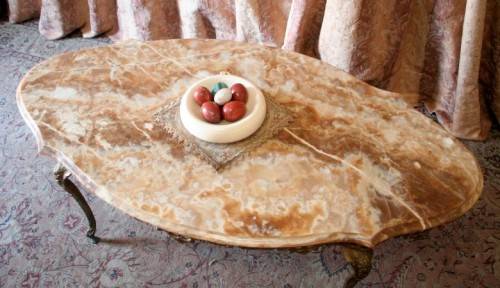 A superb solid brass and marble top oval coffee table. - stunning in formal lounges, entrances!!