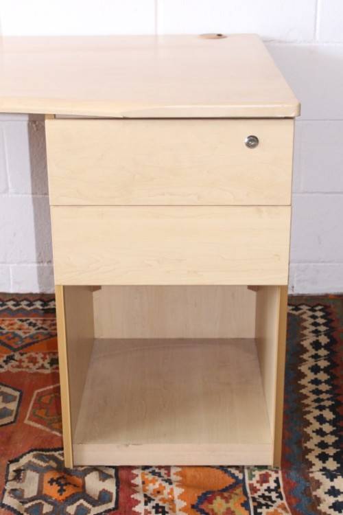 A larger 7-drawer cedar-colour desk with cable holes and a stationary top-drawer tray-Lifespace Sale