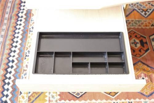 A larger 7-drawer cedar-colour desk with cable holes and a stationary top-drawer tray-Lifespace Sale