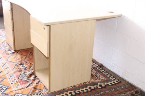 A larger 7-drawer cedar-colour desk with cable holes and a stationary top-drawer tray-Lifespace Sale