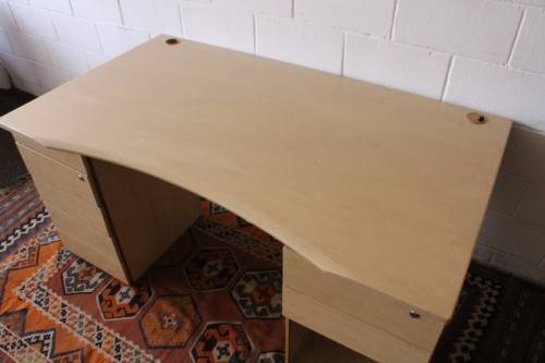 A larger 7-drawer cedar-colour desk with cable holes and a stationary top-drawer tray-Lifespace Sale