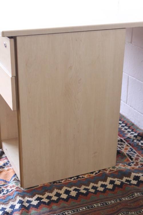 A larger 7-drawer cedar-colour desk with cable holes and a stationary top-drawer tray-Lifespace Sale
