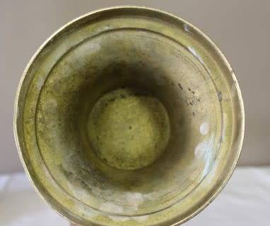 A exquisite large vintage decorative brass vases from India w/ colourful detailing. Lifespace Sale