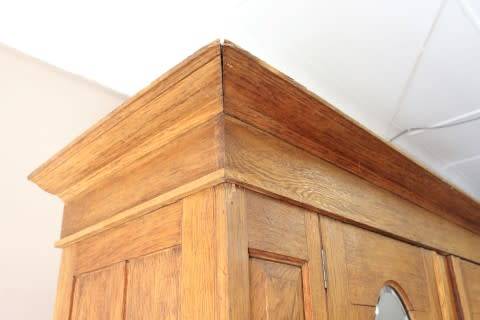 Discounted!! Vintage Oak two-door, two division wardrobe with "full-length" bevelled glass mirrors!!