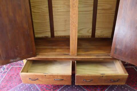 Discounted!! Vintage Oak two-door, two division wardrobe with "full-length" bevelled glass mirrors!!